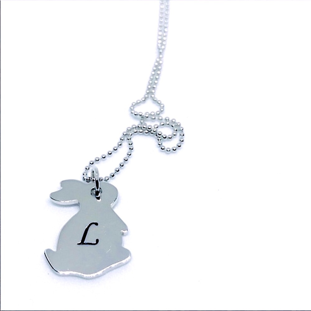 Bunny Sterling Silver Personalized Initial Rabbit Necklace